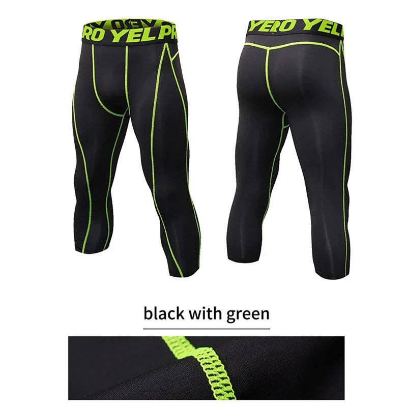 Pantaloni a Compressione da Uomo Leggings Calcio Corsa Palestra Leggins Calza