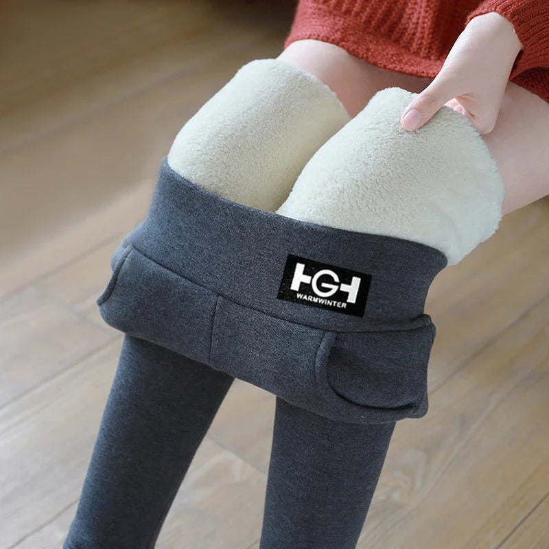 Frauen Winter Leggings Solide Warme Leggings Verdicken Lamm Kaschmir Hohe Taille Butt Lift Hohe Dehnbar Gehen mit Tasche Hosen