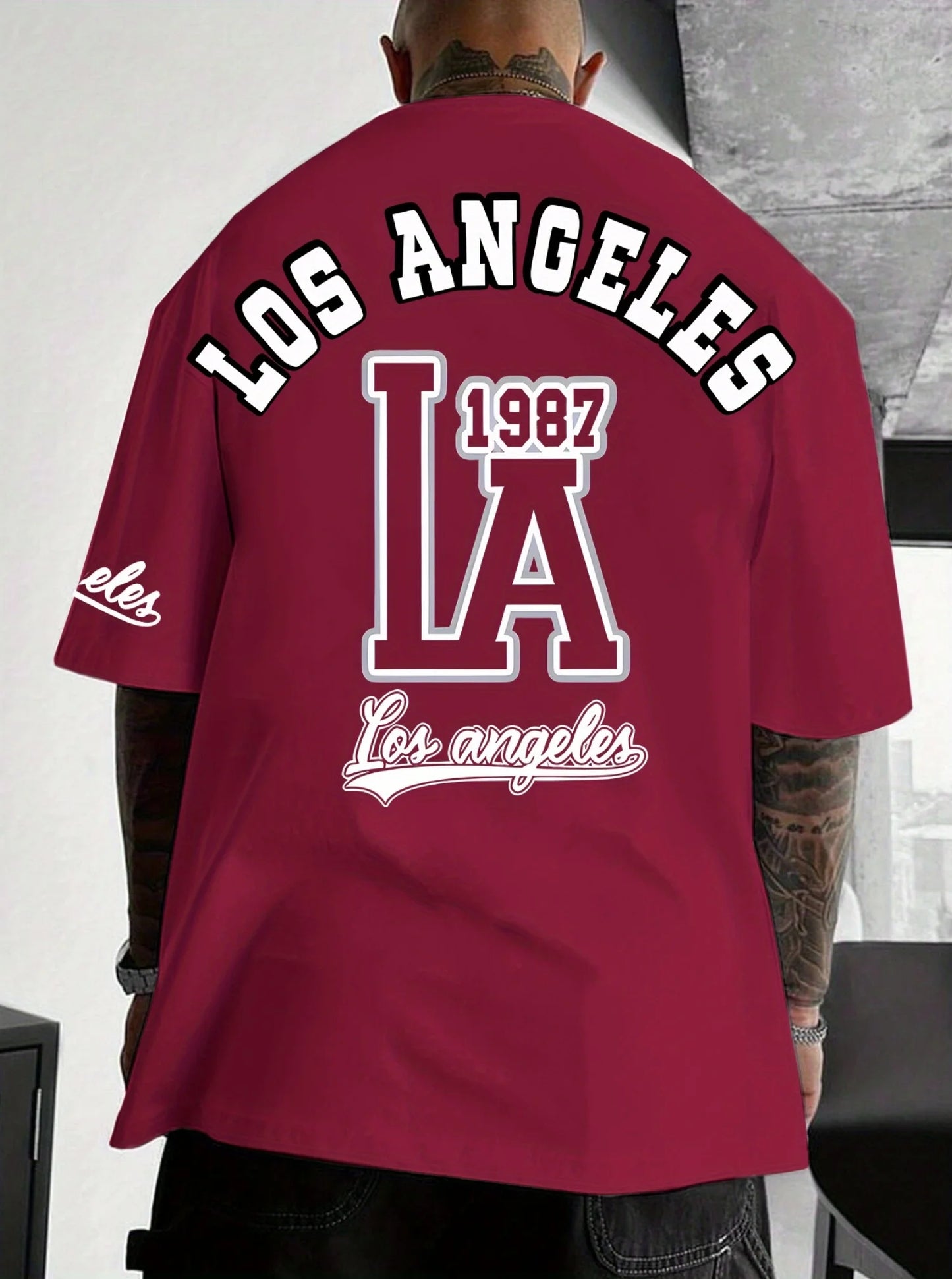 Herren T-Shirt Los Angeles Shirt Rundhals Streetwear Tank Top Hemd Polohemd