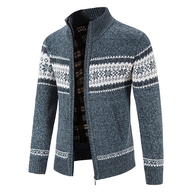 Herren Herbst Jacke Übergangsjacke Warme Sweatjacke Zipper Sweater Strickjacke