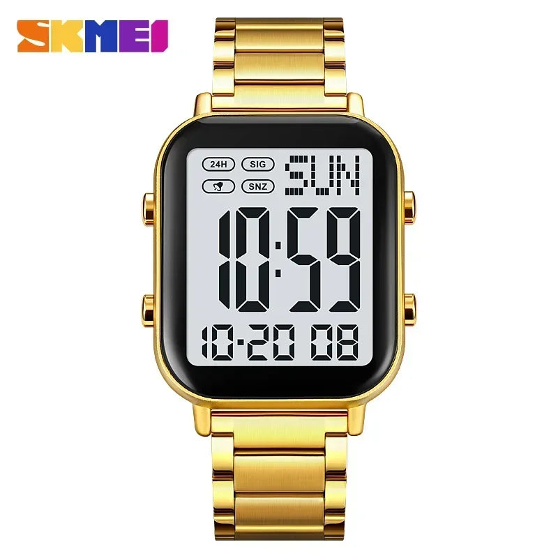Herren Armbanduhr Digital Uhr Silber Edelstahl Quarzuhr Luxus Chronograph
