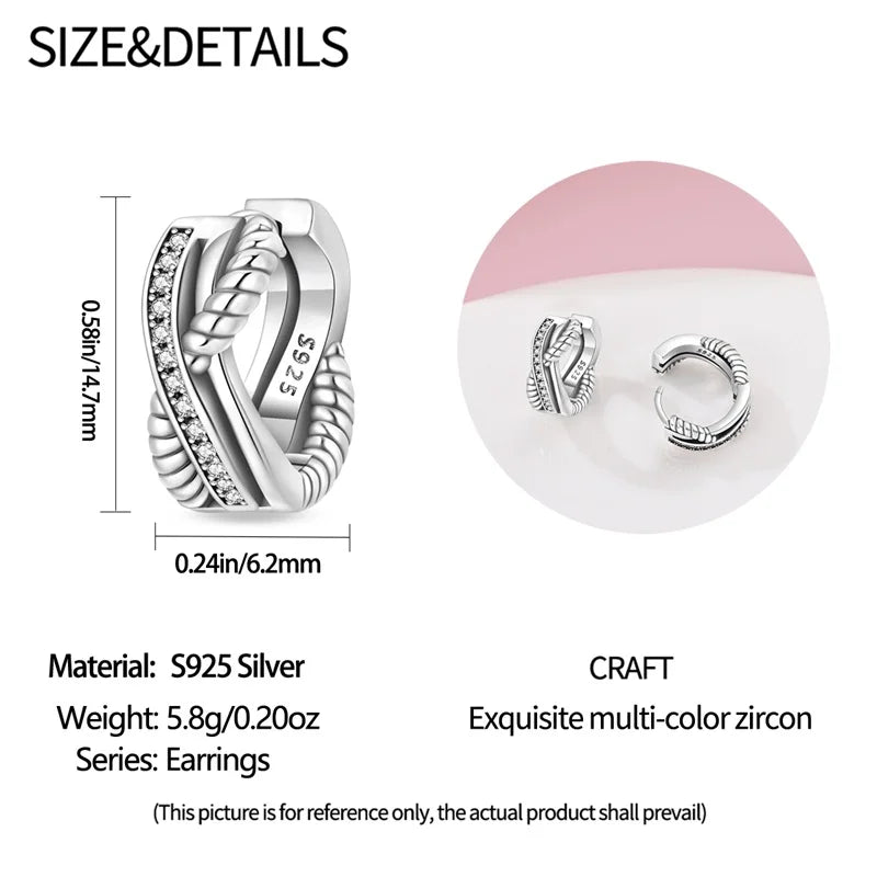 Creole Argento 925 Sterling Zirconi | Orecchini Eleganti Ipoallergenici Regalo