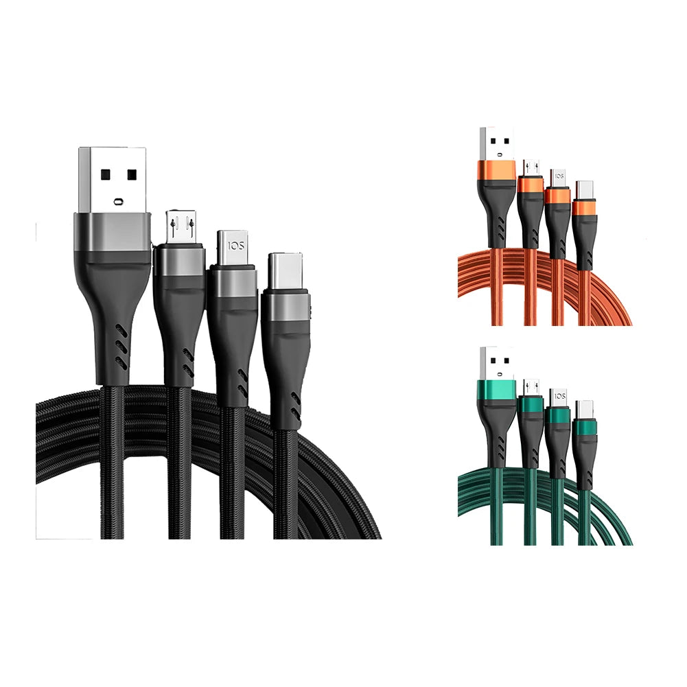 3 in 1 Ladekabel USB Typ C Schnell Datenkabel für Samsung Huawei Handy Schnellladekabel