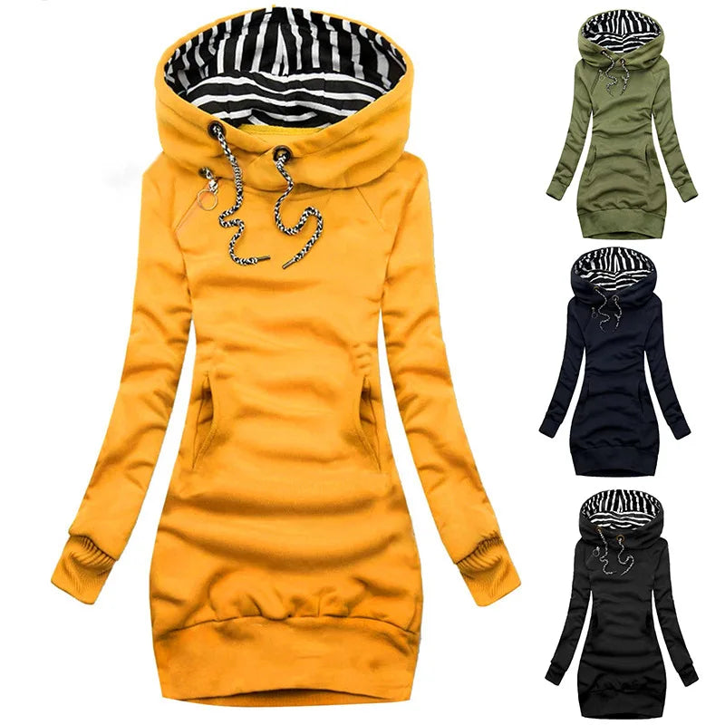 Damen Kapuzenkleid Pullikleid Party Kleid Minikleid Hoodie Kapuzenpullover