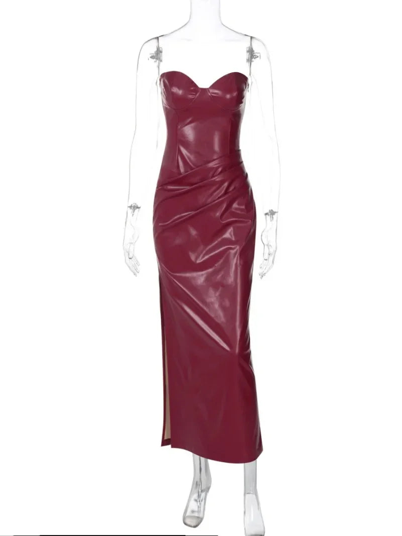 Frauen Kleid rückenfreies Partykleid Langes Trägerloses Abendkleid Cocktailkleid