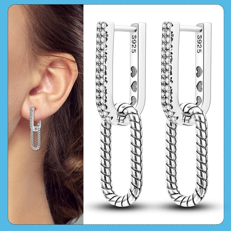 1 Paar Creolen aus 925 sterling Silber Ohrringe Ohrschmuck Zirkonia Ohrstecker