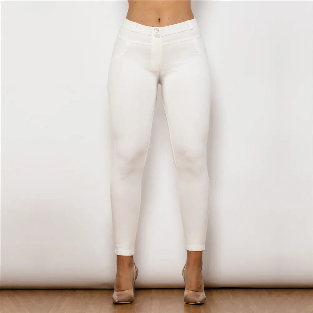 Damen Leggins Denim Look Leggings Sexy Push Up Jeans Hose Jeanshose Stretchhose