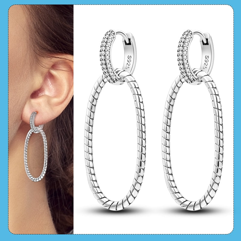 1 Paar Creolen aus 925 sterling Silber Ohrringe Ohrschmuck Zirkonia Ohrstecker