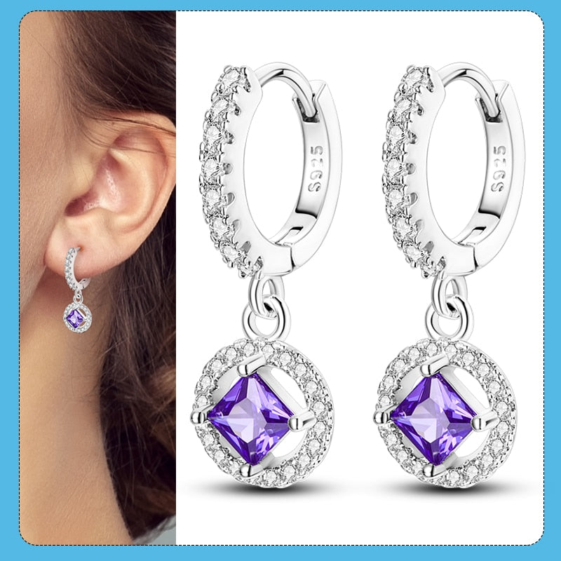 1 Paar Creolen aus 925 sterling Silber Ohrringe Ohrschmuck Zirkonia Ohrstecker