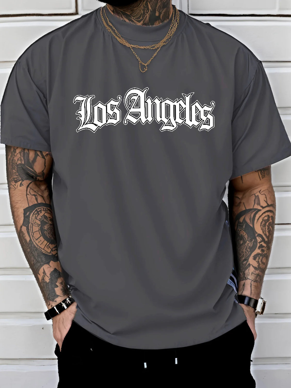 Herren T-Shirt Los Angeles Shirt Rundhals Streetwear Tank Top Hemd Polohemd