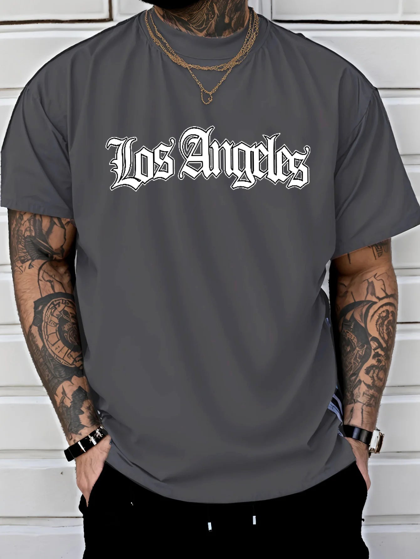 Herren T-Shirt Los Angeles Shirt Rundhals Streetwear Tank Top Hemd Polohemd