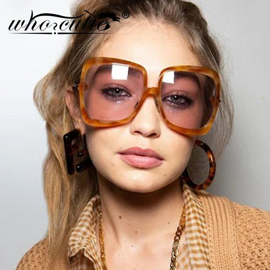 Damen Sonnenbrille Designer Luxus Brille Runde Übergröße Gläser Vintage UV400