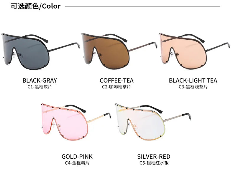 Damen Sonnenbrille Designer Luxus Brille Quadratische Übergröße Gläser Vintage