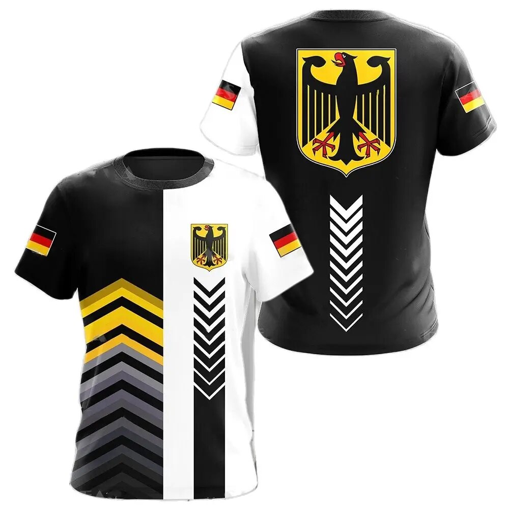 Herren Fashion Deutschland Vintage 3D T-Shirt Rundhals Unisex Sommer Streetwear