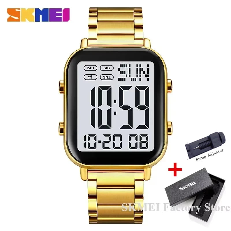 Herren Armbanduhr Digital Uhr Silber Edelstahl Quarzuhr Luxus Chronograph