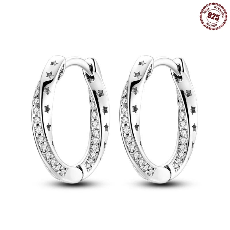 Funkelnde 925er Silber Creolen m. Zirkonia | Luxus-Qualität | Trend Ohrringe