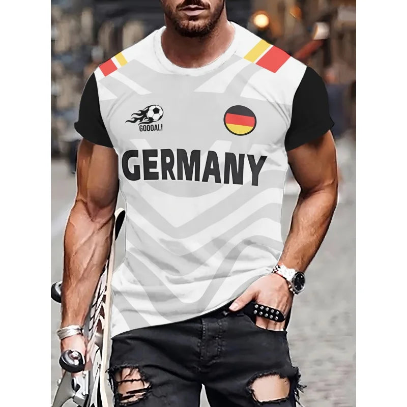 Herren T-Shirt Deutschland Trikot 3D Shirt Streetwear Tank Top Fitness Hemd