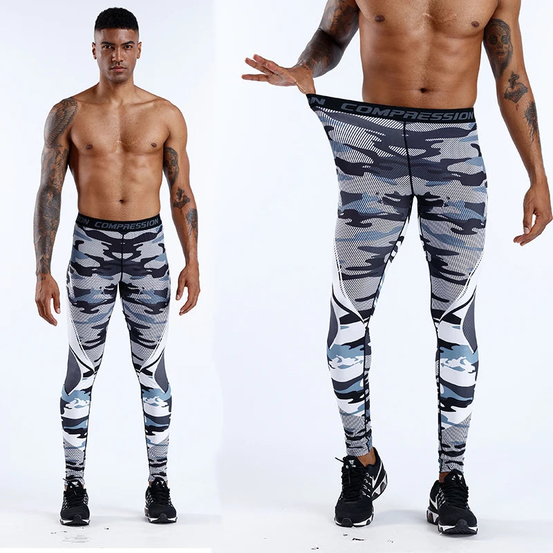 Pantaloni a Compressione da Uomo Leggings Calcio Corsa Palestra Leggins Calza