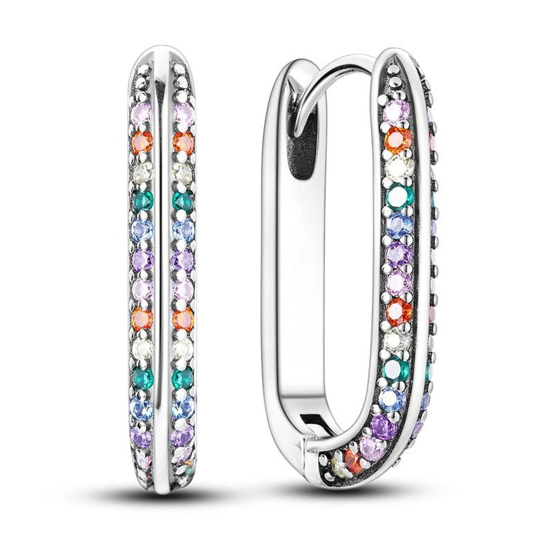 Funkelnde 925er Silber Creolen m. Zirkonia | Luxus-Qualität | Trend Ohrringe
