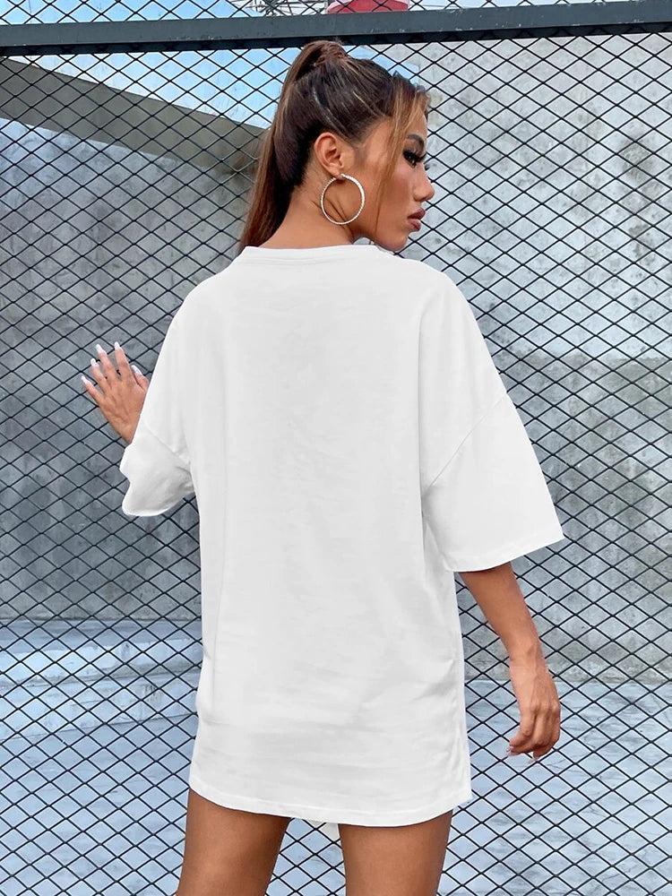 Damen Sommer Top NEW YORK U.S.A T-Shirt Rundhals Streetwear Baumwoll Damentop