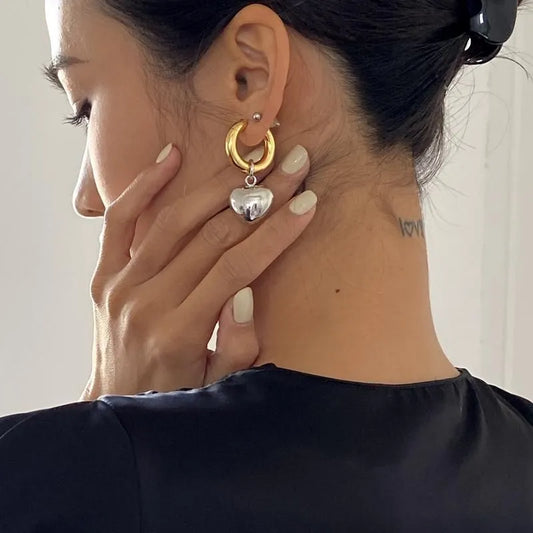 1 Paar Creolen Vergoldet Gold Ohrringe Zirkonia Statement Ohrstecker NEU