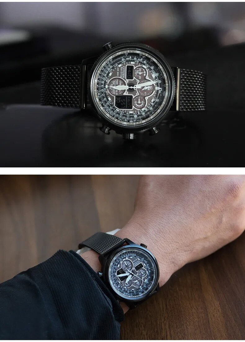 Herren Armbanduhr Silber Schwarz Edelstahl Quarzuhr Luxus Chronograph Business