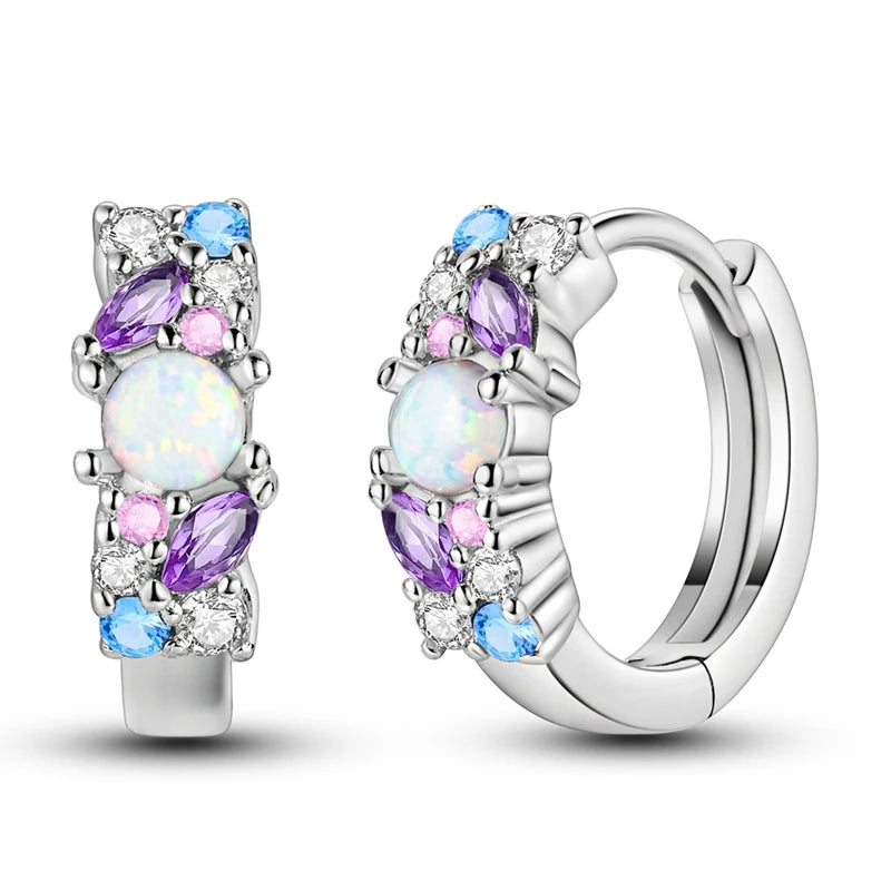 Orecchini a Cerchio in Argento 925 Sterling con Zirconi | Creole Brillantini