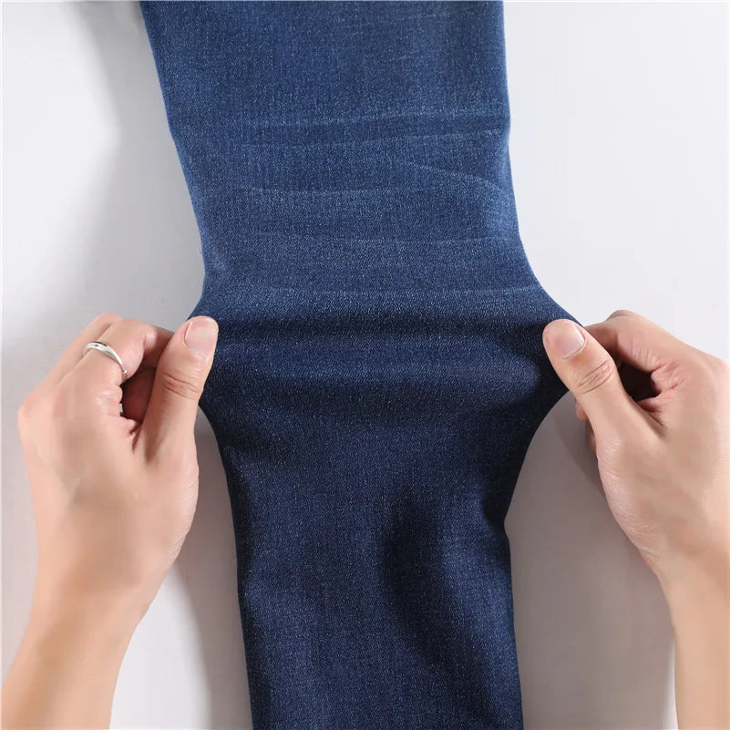 Damen Winter Warm Thermo Jeans Hose Innenfleece Stretch Hosen Leggins Denim