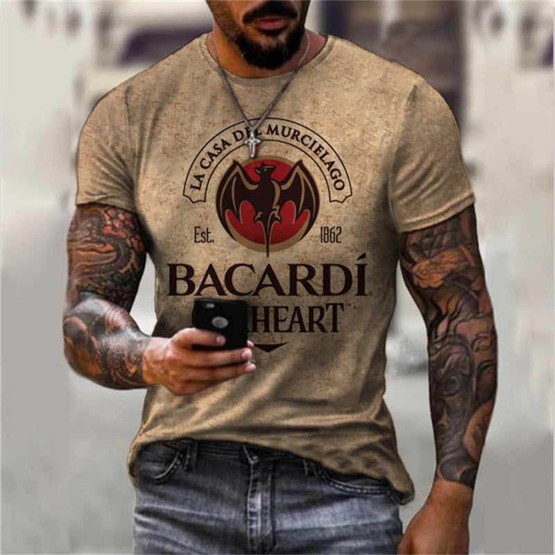 Herren Fashion Vintage 3D T-Shirt Rundhals Unisex Sommer Streetwear