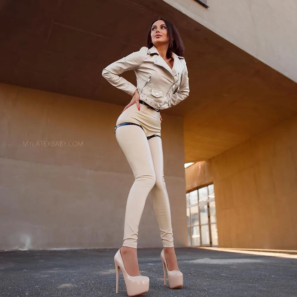 Heiß verkaufte Damen hosen Herbst sexy Slim Fit hoch taillierte Pu-Leder-Leggings große Hotsweet-Bleistift hose für Frauen