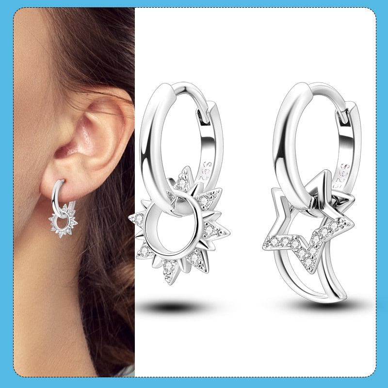1 Paar Creolen aus 925 sterling Silber Ohrringe Ohrschmuck Zirkonia Ohrstecker