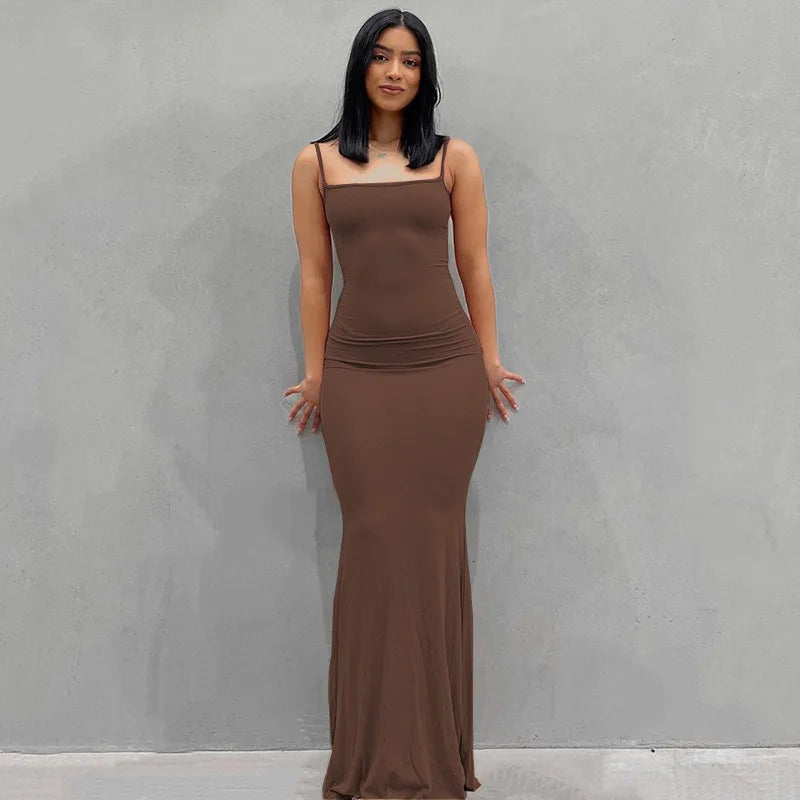 Damen Boho Sommerkleid Strandkleid Midikleid Freizeitkleid Ärmellos Trägerkleid