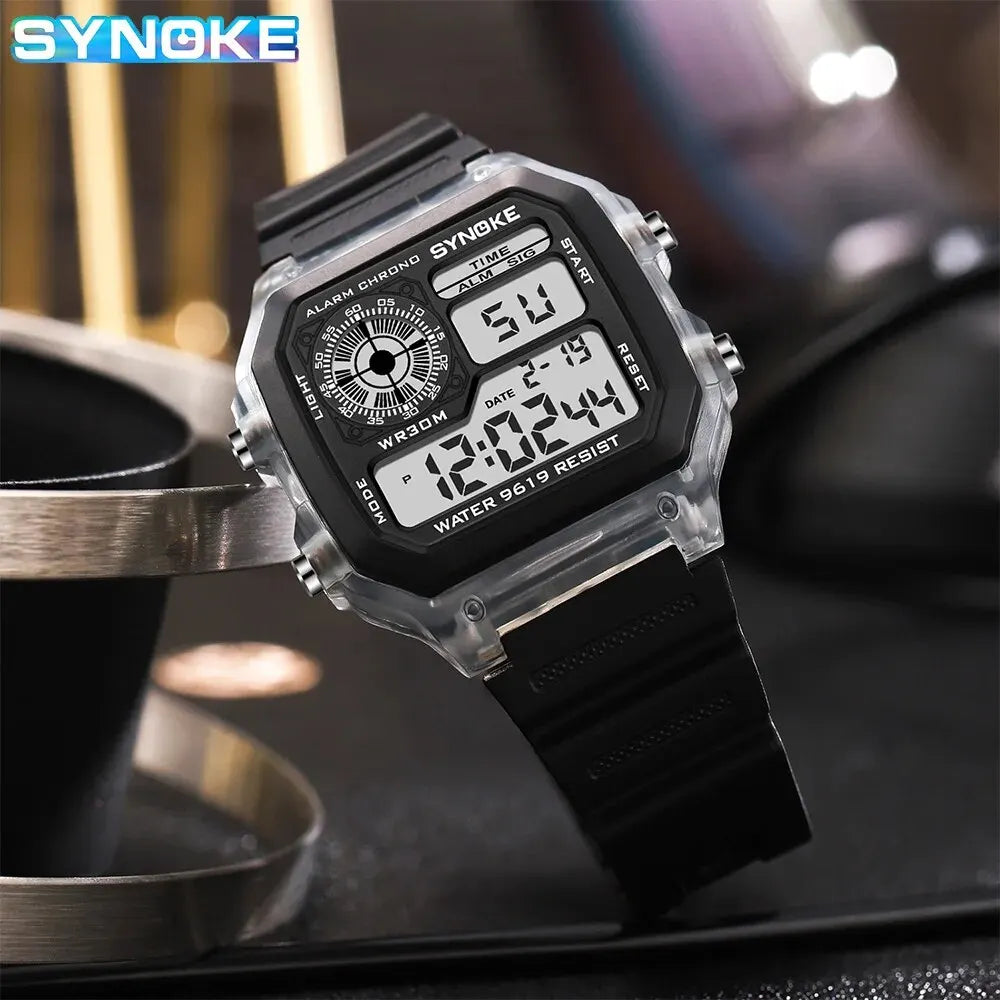 Herren Armbanduhr Digital Uhr Silber Edelstahl Quarzuhr Luxus Chronograph 3 Bar
