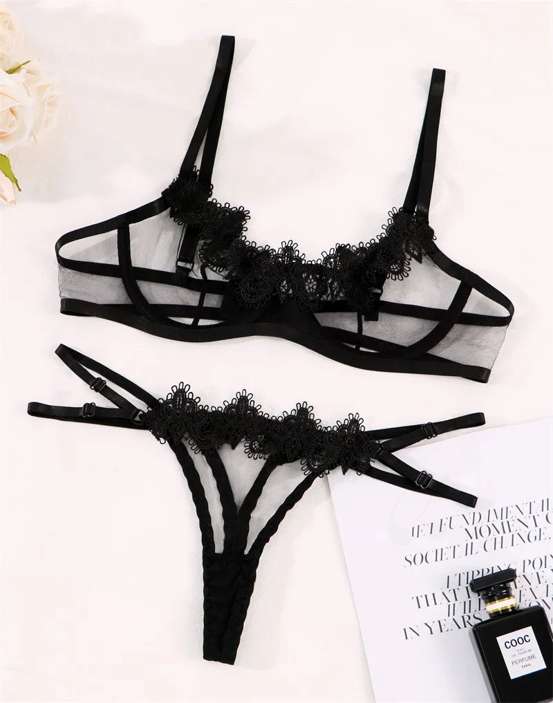 Damen Bikini BH Set Tanga Höschen Sexy Schlüpfer Slip Dessous Unterwäsche