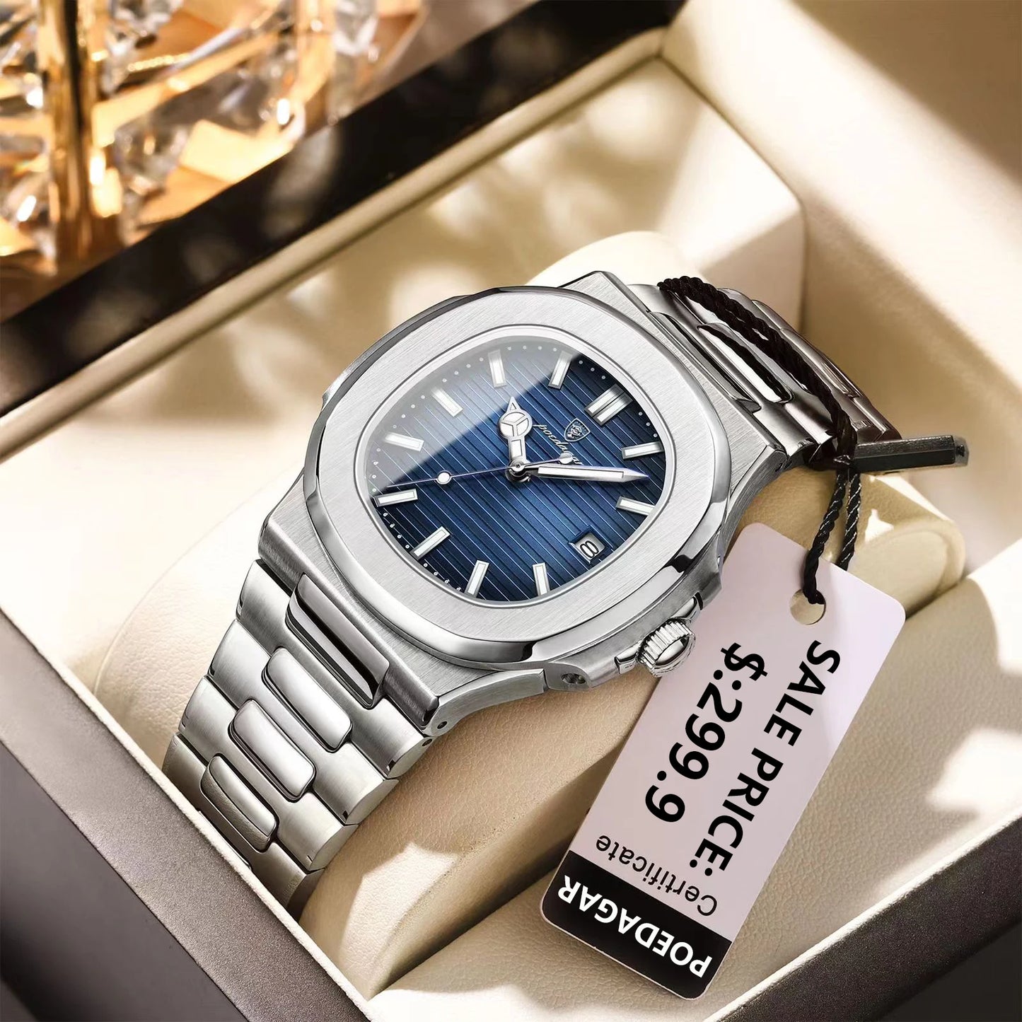 Herren Armbanduhr Silber Schwarz Edelstahl Quarzuhr Luxus Chronograph Business