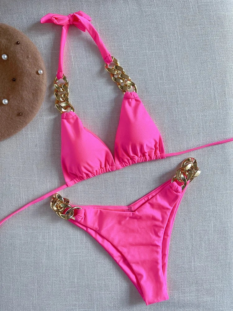 Frauen High Cut Bikini Set Sexy Push Up Badeanzug Damen Tanga Bademode Swimwear