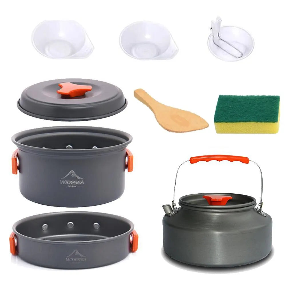 Camping Kochgeschirr Set Kochtopf Outdoor Töpfe Pfanne BBQ Picknick Ausrüstung
