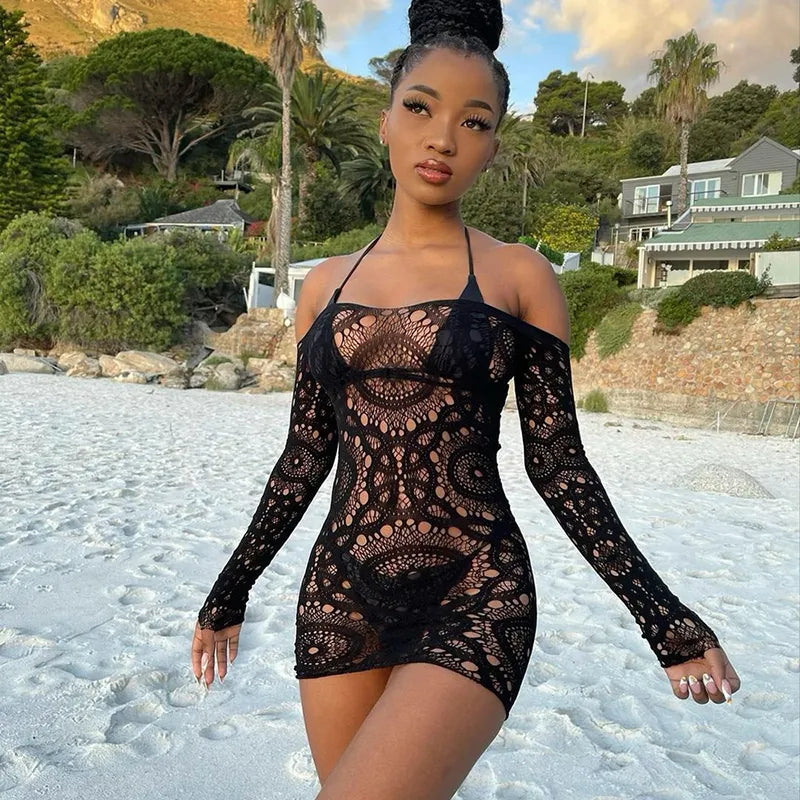 Sexy Party Kleid Nachtclub Dessous Erotik Fishnet Netz Babydoll Bodycon