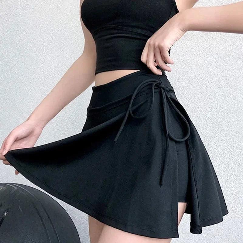 Yoga Leggings Mini Kleid Damen Hose Fitness Hosenrock Leggins Rock Tennisrock