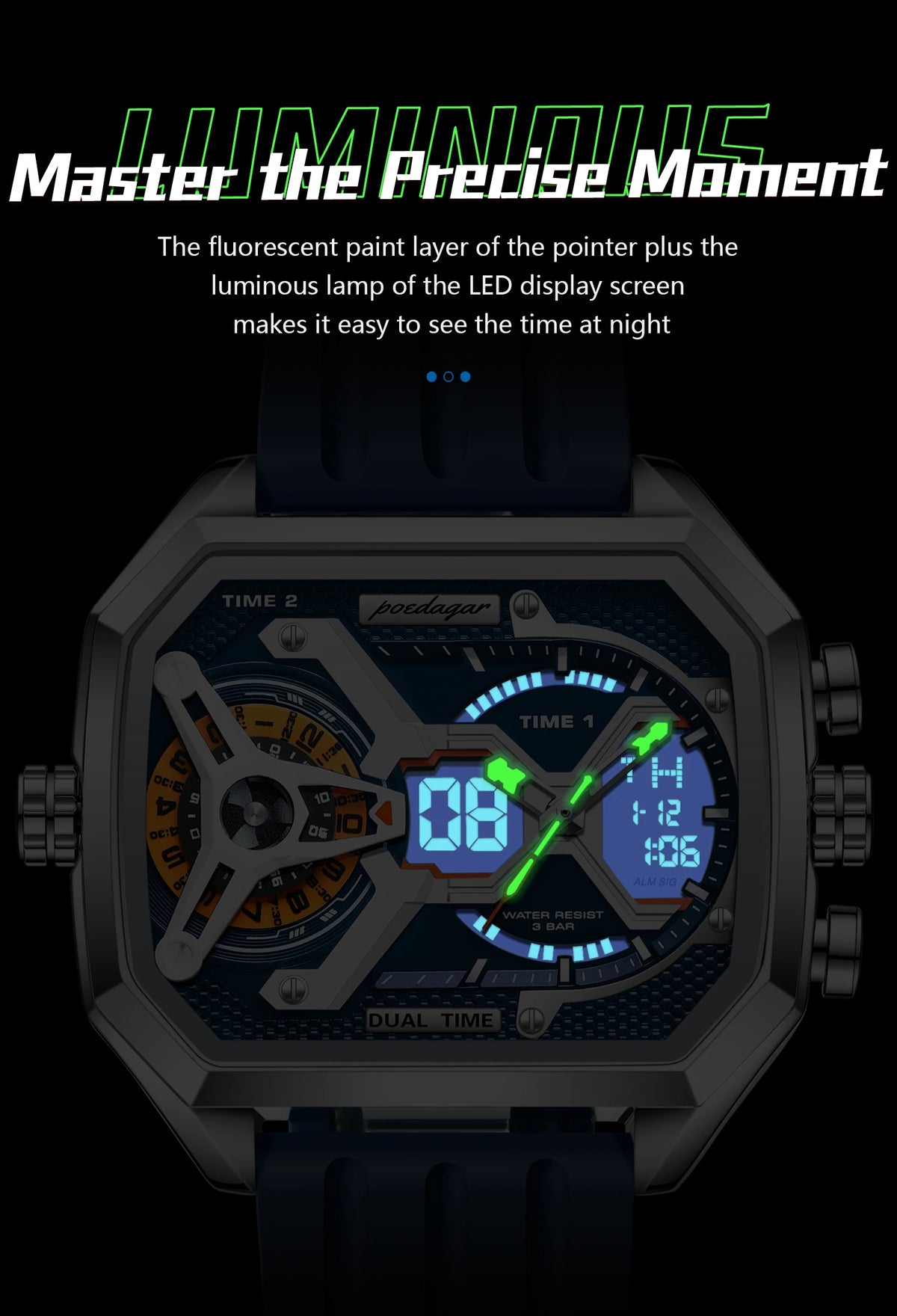 Orologio Uomo Quarzo Acciaio Inossidabile Orologio digitale Cronografo sportivo