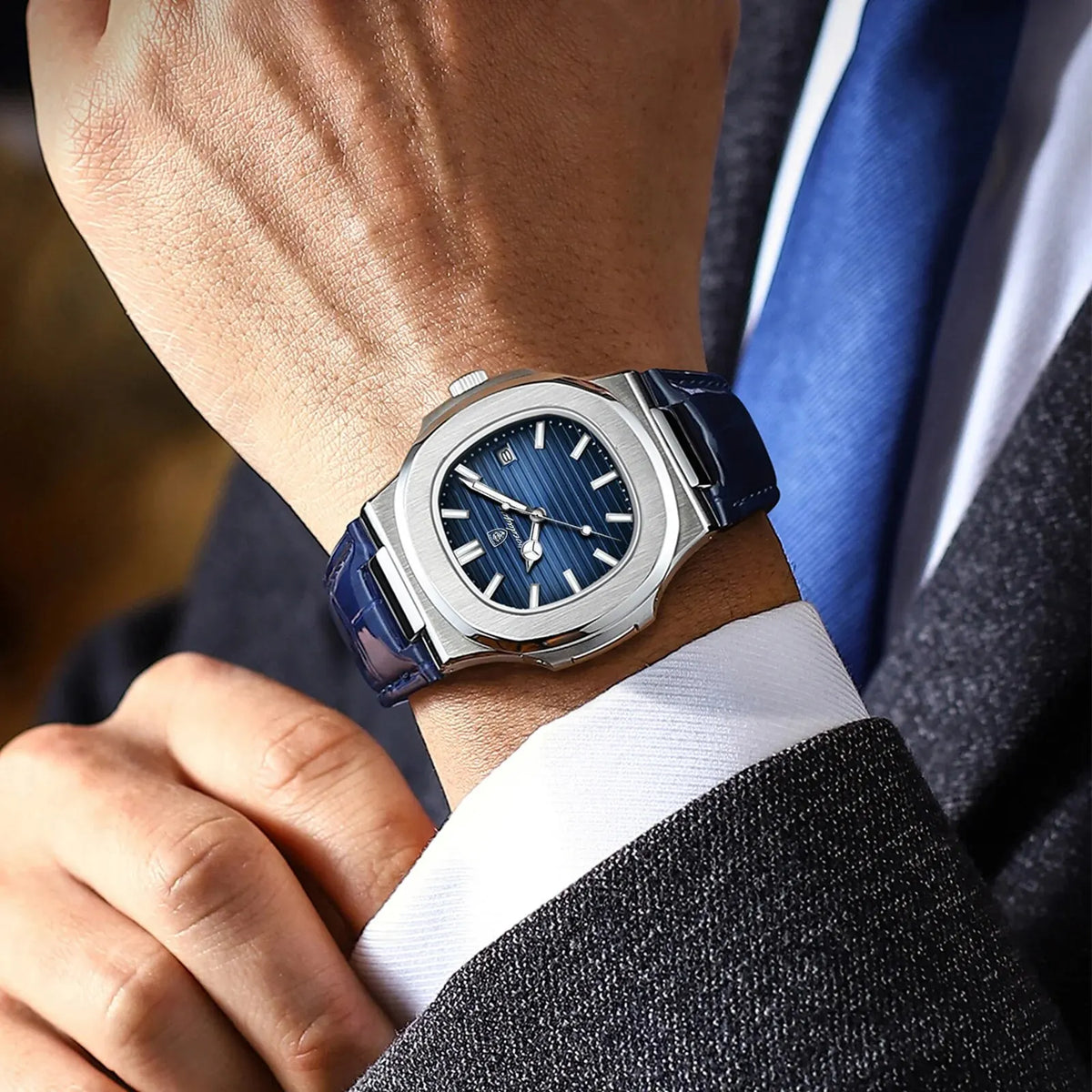 Herren Armbanduhr Silber Schwarz Edelstahl Quarzuhr Luxus Chronograph Business