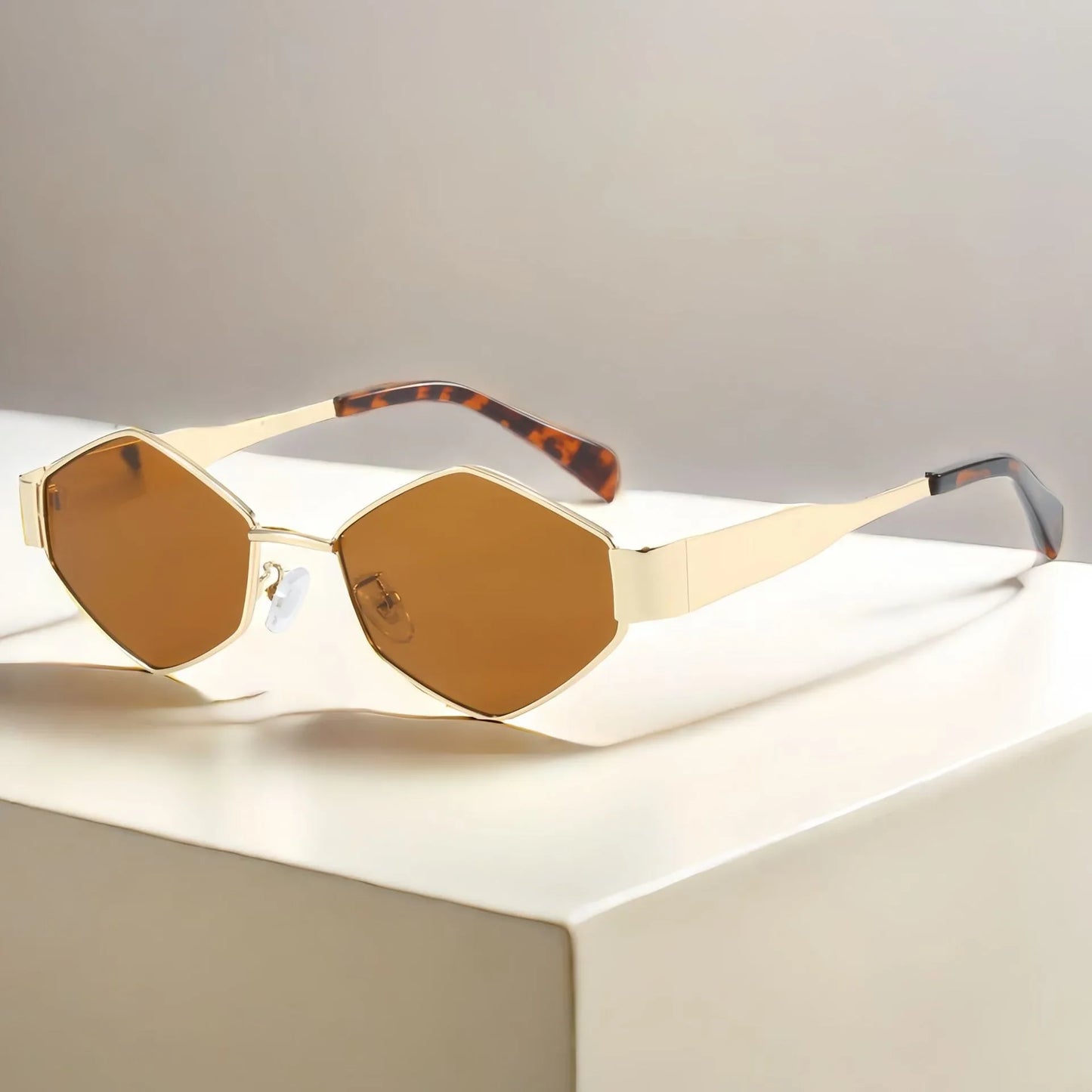 Damen Sonnenbrille Designer Luxus Brille Hexagon Gläser Vintage Piloten-Brille