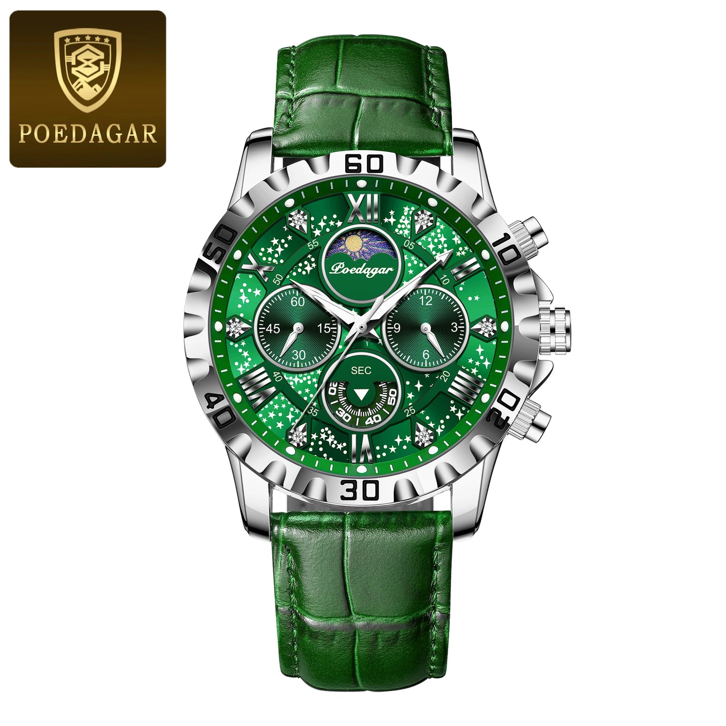 Herren Armbanduhr Digital Uhr Silber Edelstahl LED Quarzuhr Luxus Chronograph