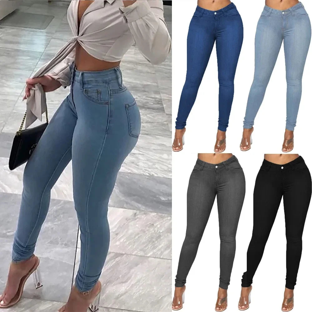 Sexy Damen Jeans Hose Bleistifthose Push Up Denim Style Jeanshose Hüfthose
