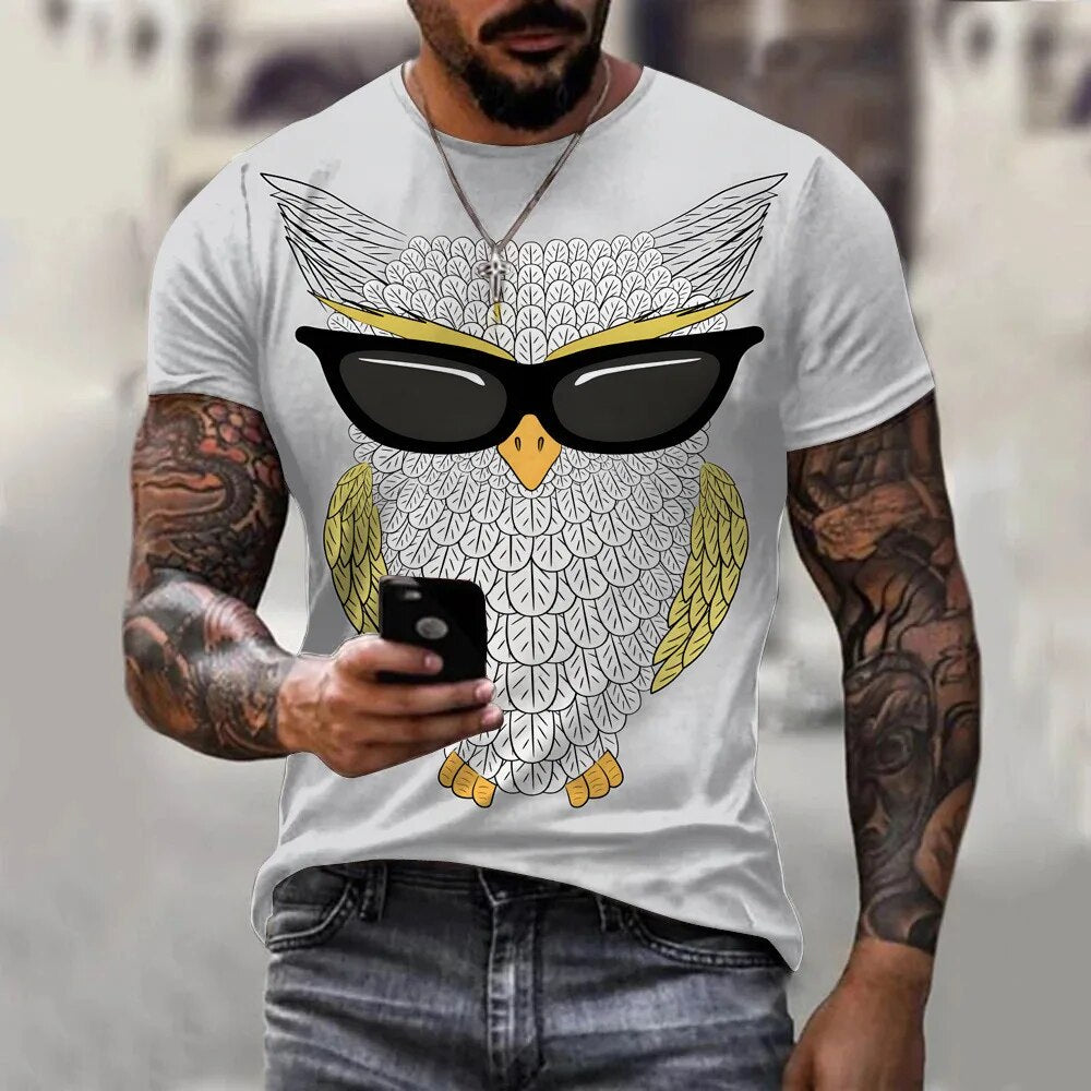 Herren Fashion Vintage Leopard 3D T-Shirt Rundhals Unisex Sommer Streetwear
