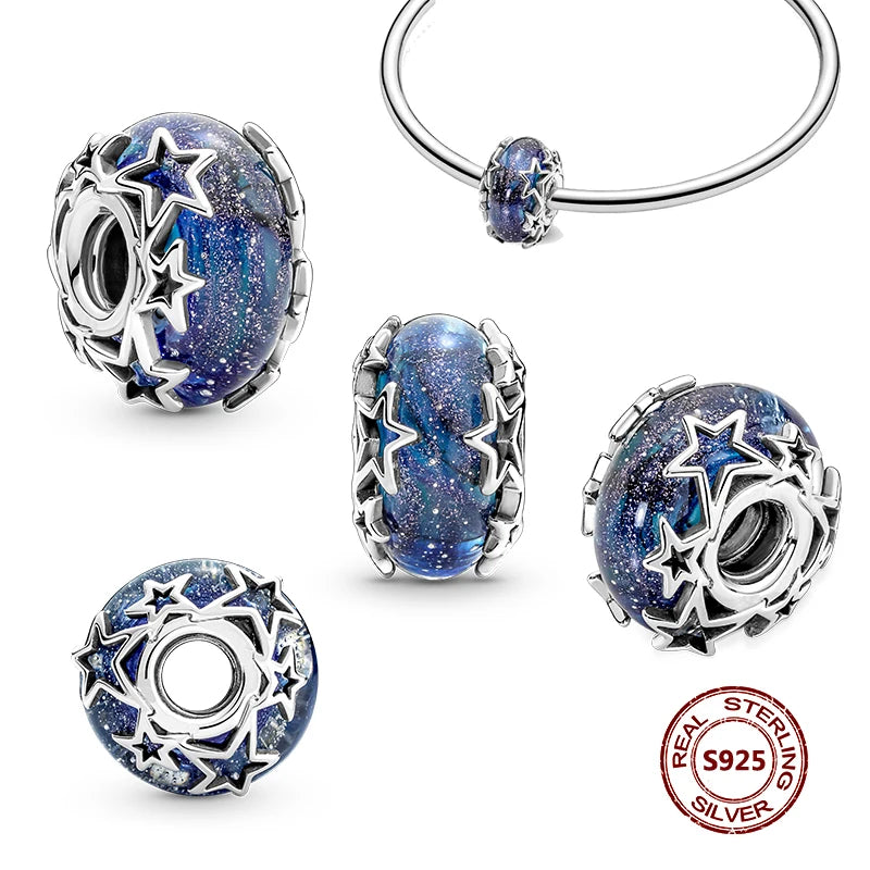 Charms Anhänger 925er Sterling Silber Armband Muranoglasperlen Damen Glas Beads