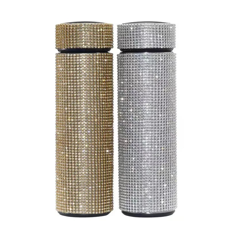 Thermosflasche Edelstahl Isolierflasche Trinkflasche Strass Sportflasche 500ml