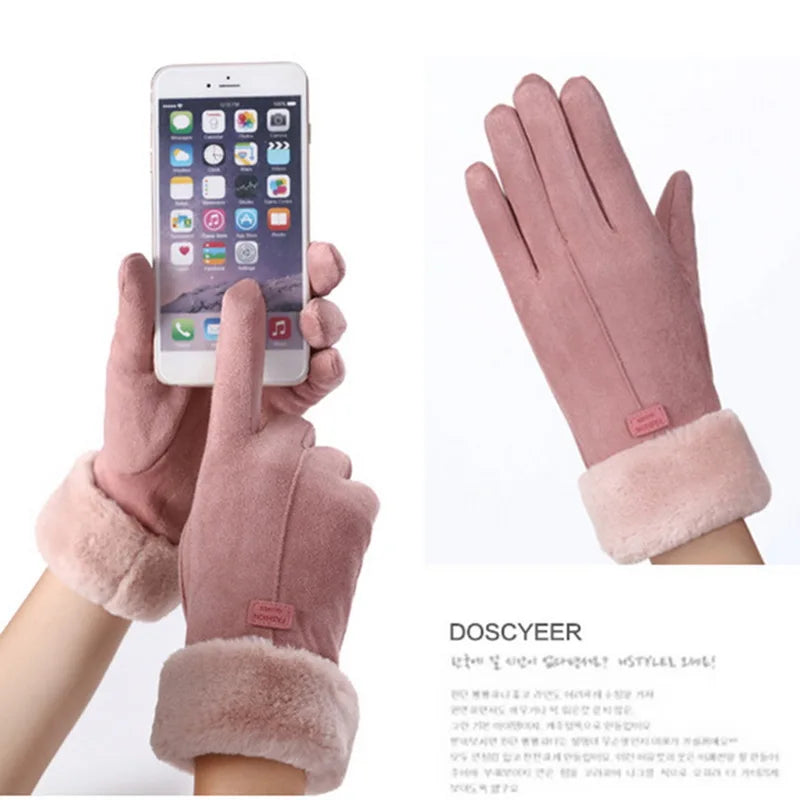 Kuschelige Damen Handschuhe Herbst Winter Damenhandschuhe Fäustlinge Touchscreen