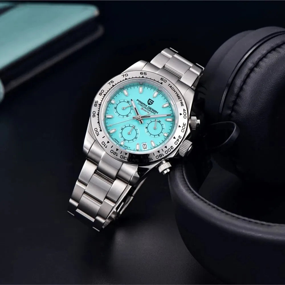 Herren Armbanduhr Silber Gold Edelstahl Fashion Quarz Uhr Chronograph Business