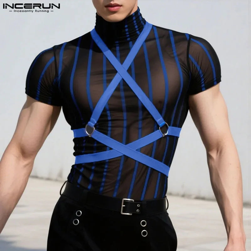 Maglietta Uomo Shirt T-Shirt Canottiera Camicia Maglia Sexy Body Trasparente Top